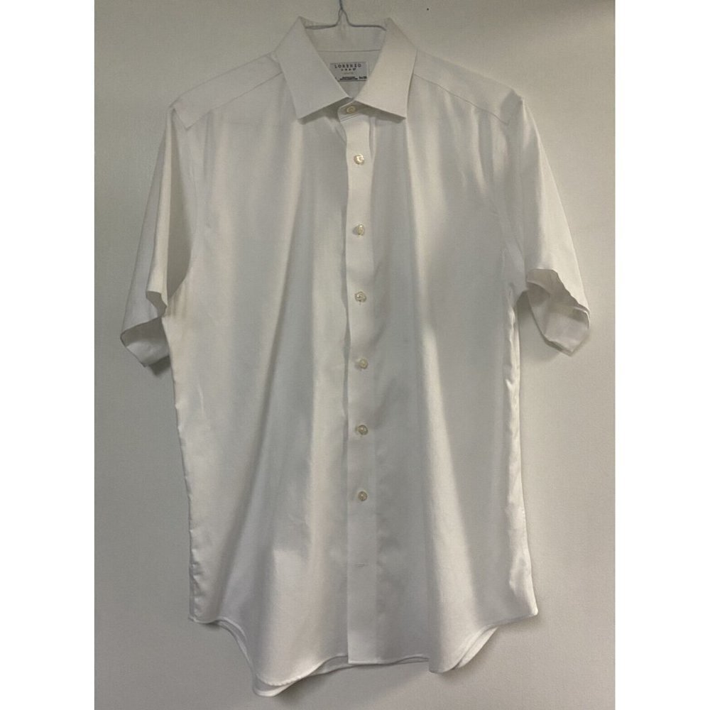 Lorenzo Uomo White Shirt Button Down Short Sleeve Fitted Size 16.5